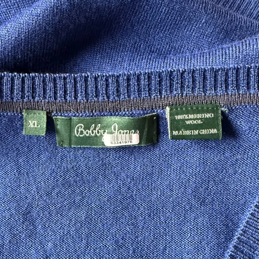Bobby Jones Royal Blue Merino Wool V-Neck Sweater Size X-Large